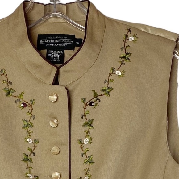 THE J Peterman Company Wool Lined embroidered riding vest - Picture 5 of 5